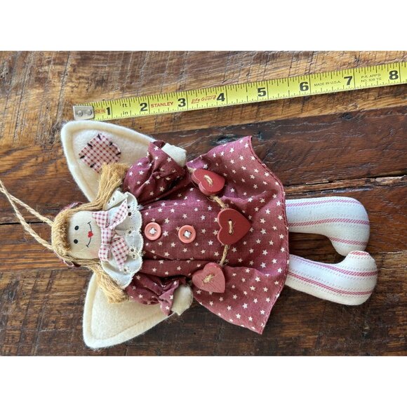 Fabric Angel Doll Christmas Ornament With Heart Accents & Hanging Cord - Picture 6 of 6